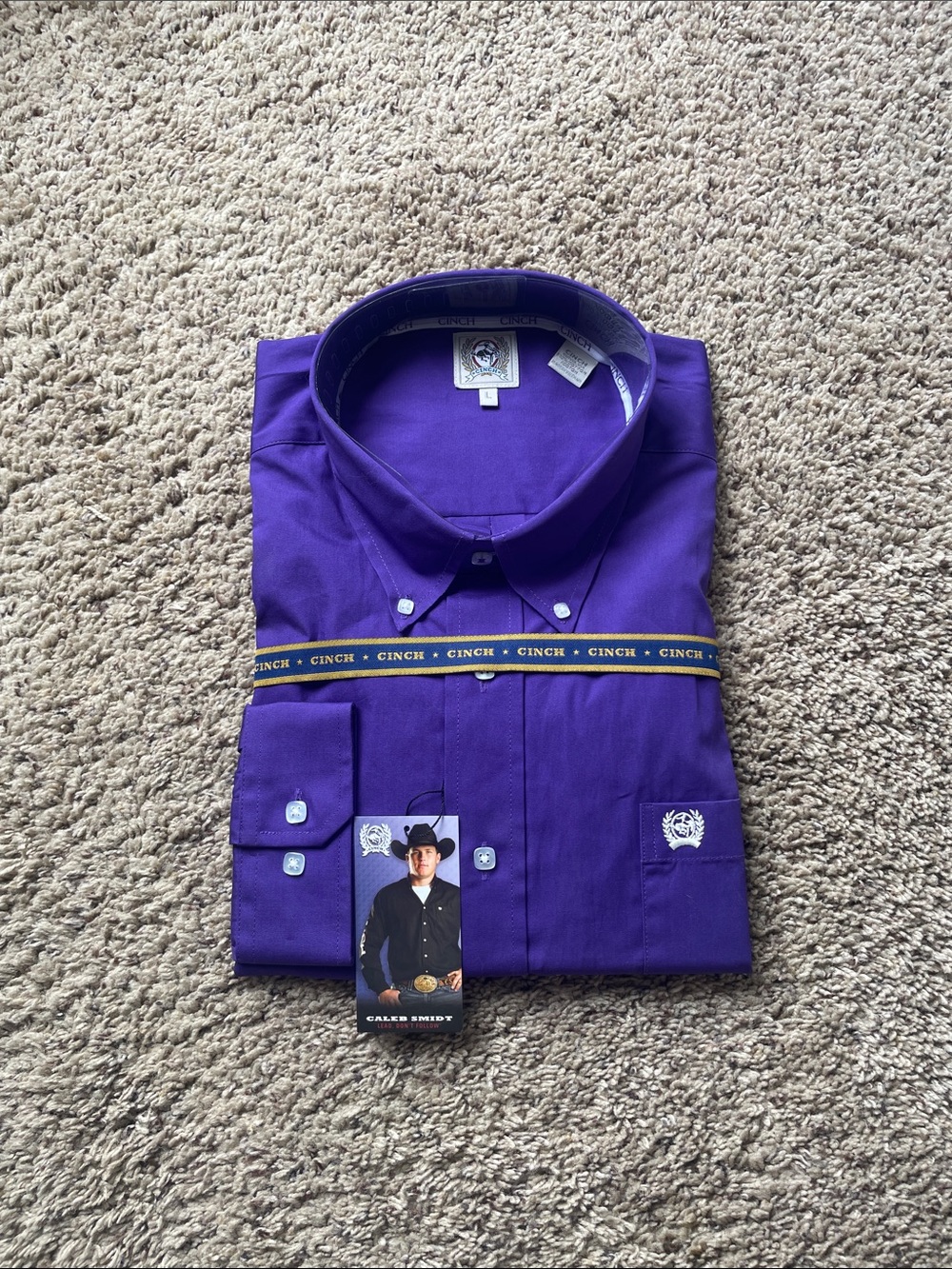 Cinch Men's Purple Long-Sleeve Button-Up Dress Shirt